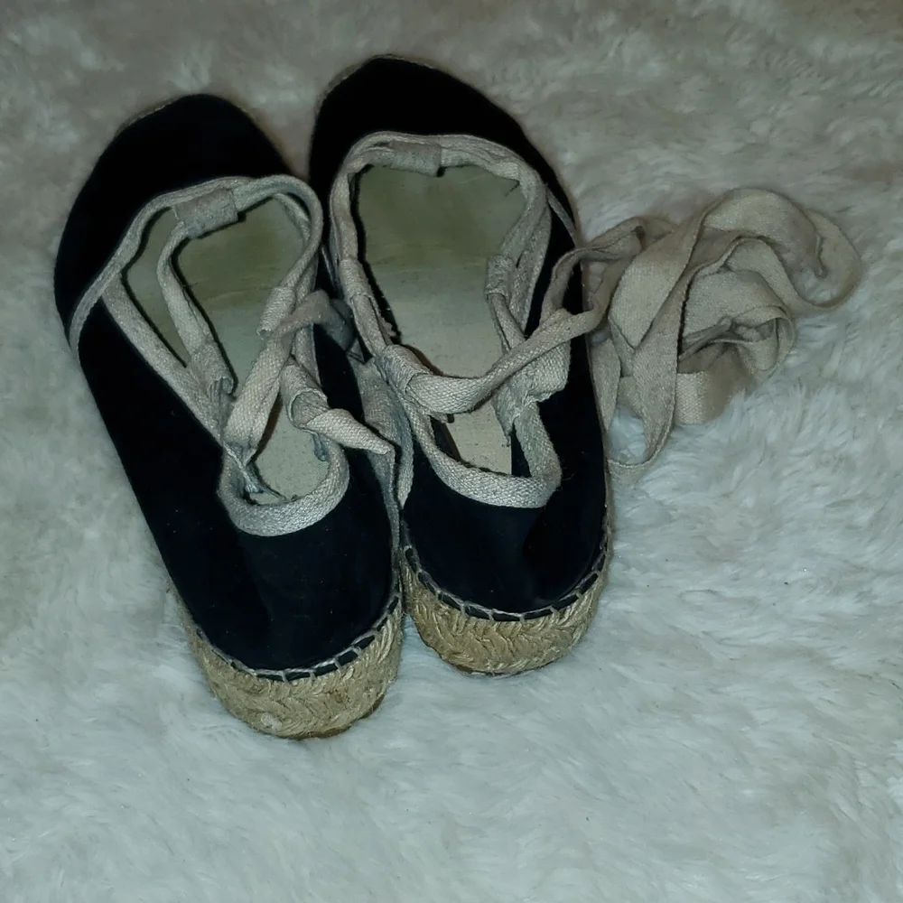 Ralph lauren suede‎ lace-up platform espadrilles